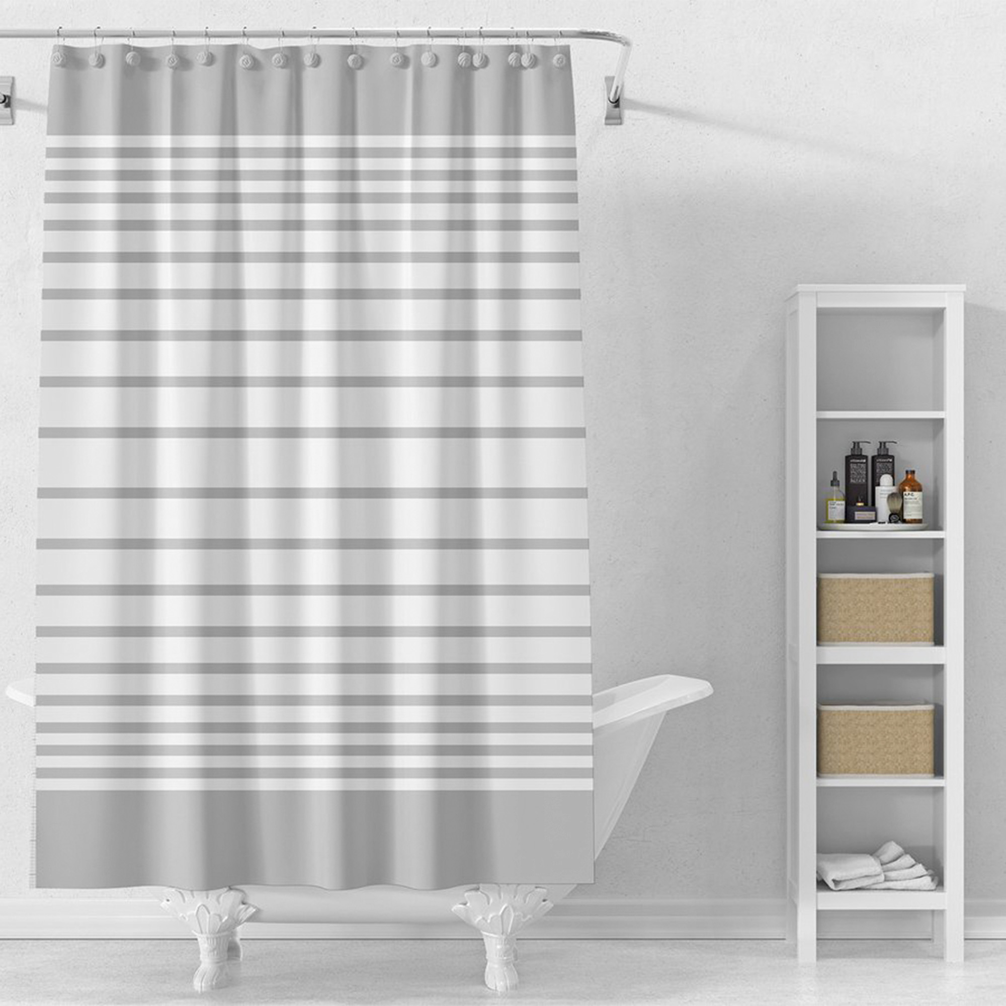 Dusjforheng Stripes 180x180 cm Hvit