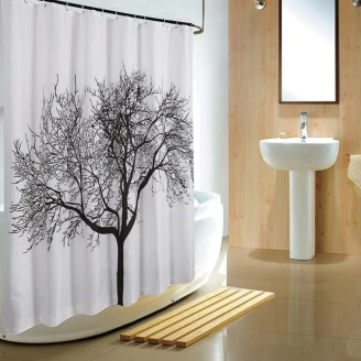 Dusjforheng Black Tree 180x200 cm Hvit