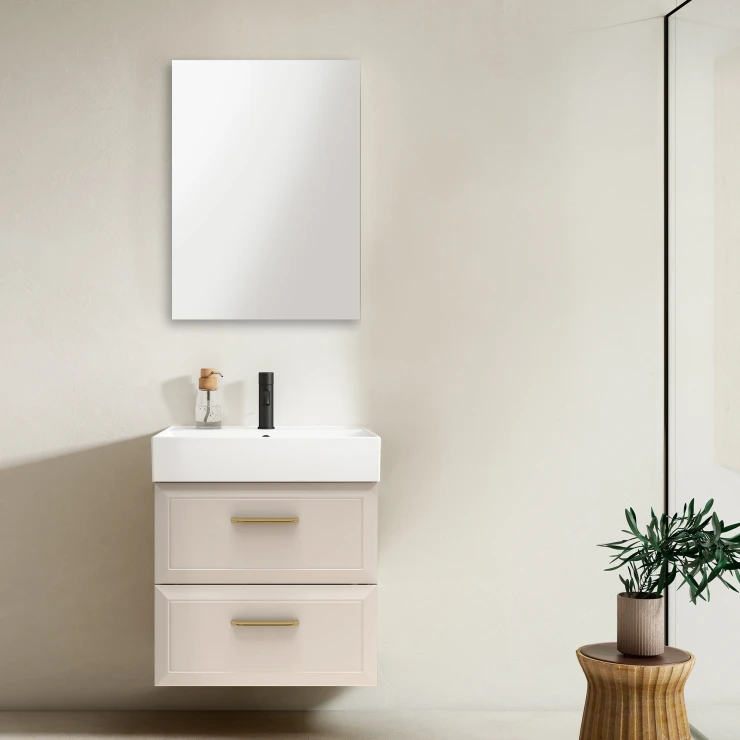 Servantskap Gold Tandem Beige Matt 60 cm med Butler Servant Hvit Blank