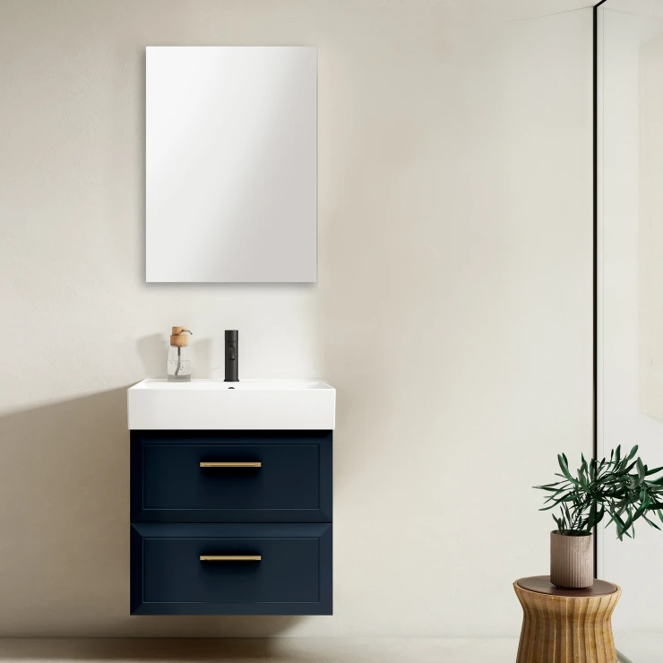 Servantskap Gold Tandem Mørkblå Matt 60 cm med Butler Servant Hvit Blank