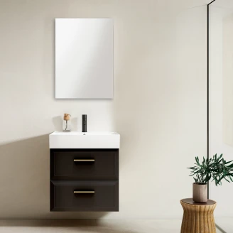 Servantskap Gold <strong>Tandem</strong>  Svart Matt 60 cm med Butler Servant Hvit Blank