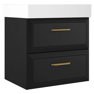 Servantskap Gold <strong>Tandem</strong>  Svart Matt 60 cm med Butler Servant Hvit Blank