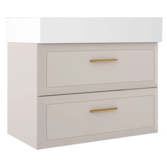 Servantskap Gold <strong>Tandem</strong>  Beige Matt 80 cm med Butler Servant Hvit Blank