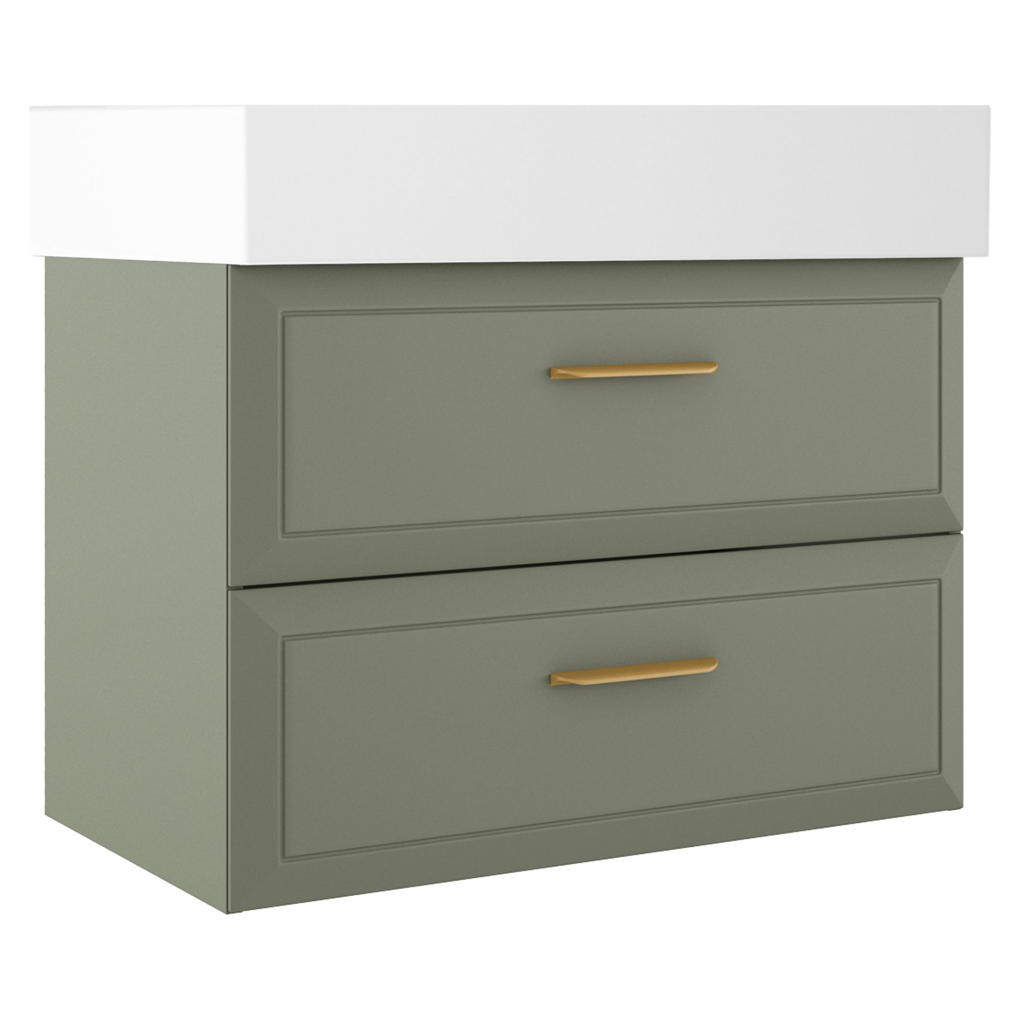 Servantskap Gold Tandem Grønn Matt 80 cm med Butler Servant Hvit Blank