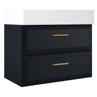 Servantskap Gold <strong>Tandem</strong>  Mørkblå Matt 80 cm med Butler Servant Hvit Blank