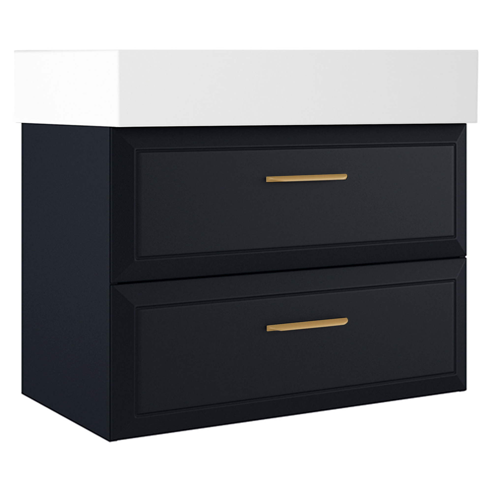 Servantskap Gold Tandem Mørkblå Matt 80 cm med Butler Servant Hvit Blank