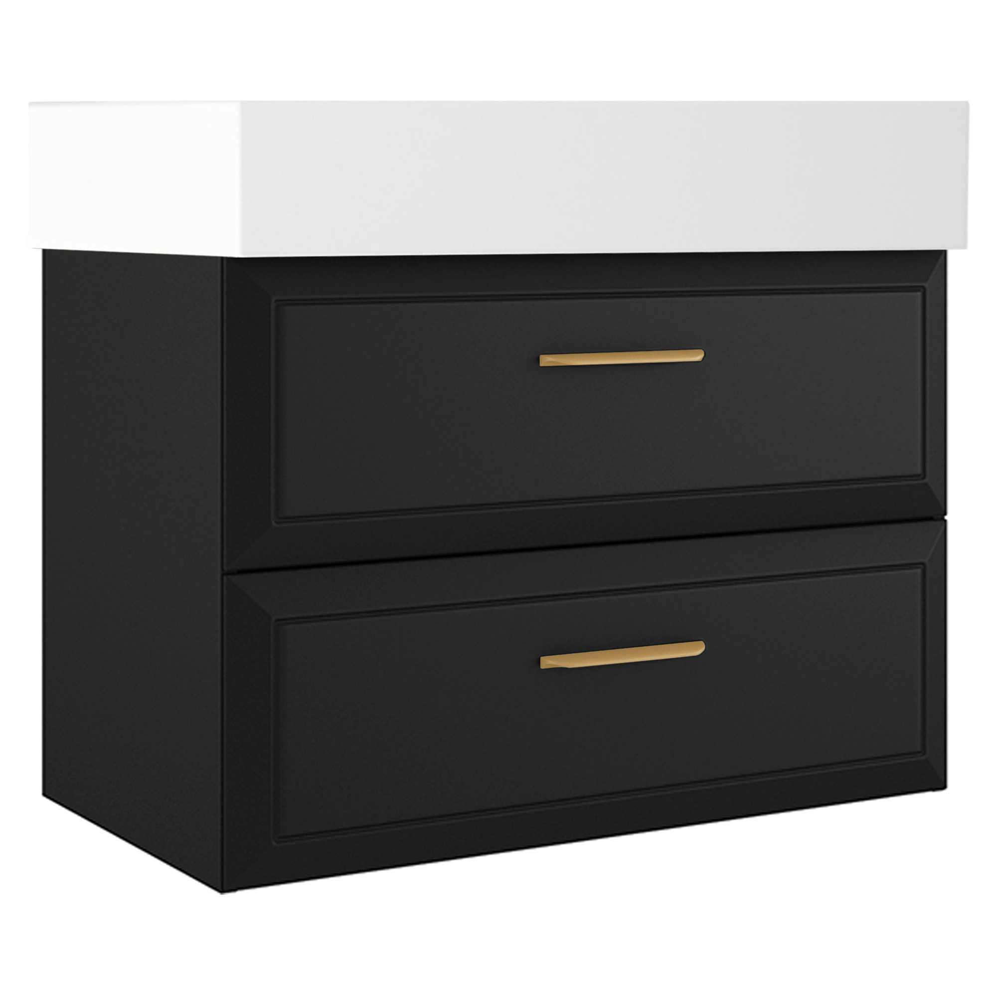 Servantskap Gold Tandem Svart Matt 80 cm med Butler Servant Hvit Blank