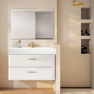 Underskab Gold <strong>Tandem</strong>  Hvid Mat 100 cm med Butler Vask Hvid Blank