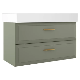 Servantskap Gold <strong>Tandem</strong>  Grønn Matt 100 cm med Butler Servant Hvit Blank