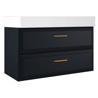 Servantskap Gold <strong>Tandem</strong>  Mørkblå Matt 100 cm med Butler Servant Hvit Blank