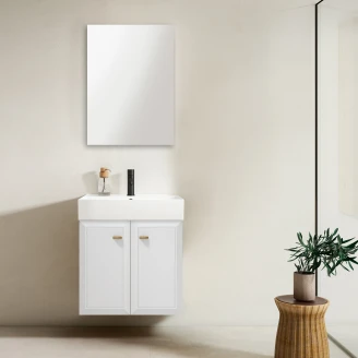 Servantskap Gold <strong>Tandem</strong>  Hvit Matt 60 cm med To Dører med Butler Servant Hvit Blank