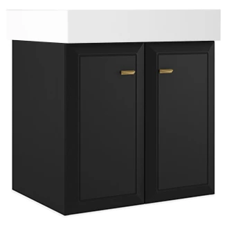 Servantskap Gold <strong>Tandem</strong>  Svart Matt 60 cm med To Dører & Butler Servant Hvit Blank