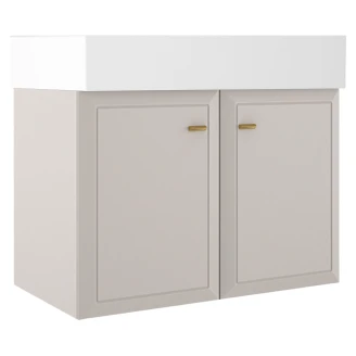 Servantskap Gold <strong>Tandem</strong>  Beige Matt 80 cm med To Dører & Butler Servant Hvit Blank