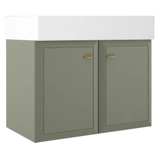 Servantskap Gold <strong>Tandem</strong>  Grønn Matt 80 cm med To Dører & Butler Servant Hvit Blank