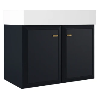 Servantskap Gold <strong>Tandem</strong>  Mørkblå Matt 80 cm med To Dører & Butler Servant Hvit Blank