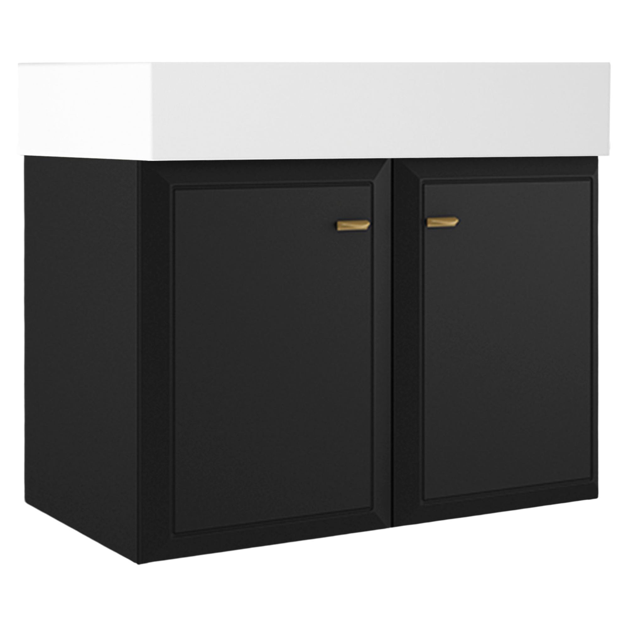 Servantskap Gold Tandem Svart Matt 80 cm med To Dører & Butler Servant Hvit Blank