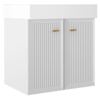 Servantskap Gold <strong>Tandem</strong>  Hvit-Stripet Matt 60 cm med To Dører & Butler Servant Hvit Blank
