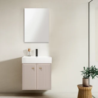 Servantskap Gold <strong>Tandem</strong>  Beige-Stripet Matt 60 cm med To Dører & Butler Servant Hvit Blank