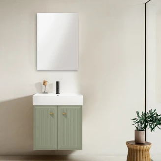 Underskab Gold <strong>Tandem</strong>  Grøn-Stribet  Mat 60 cm med To Døre & Butler Vask Hvid Blank