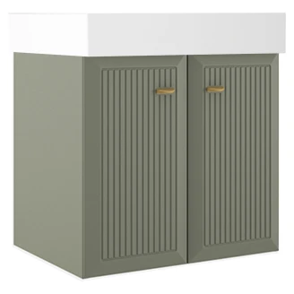 Underskab Gold <strong>Tandem</strong>  Grøn-Stribet  Mat 60 cm med To Døre & Butler Vask Hvid Blank