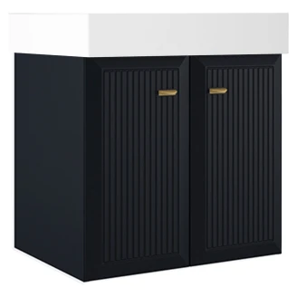 Servantskap Gold <strong>Tandem</strong>  Mørkblå-Stripet Matt 60 cm med To Dører & Butler Servant Hvit Blank