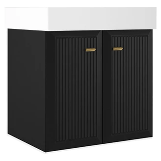 Servantskap Gold <strong>Tandem</strong>  Svart-Stripet Matt 60 cm med To Dører & Butler Servant Hvit Blank