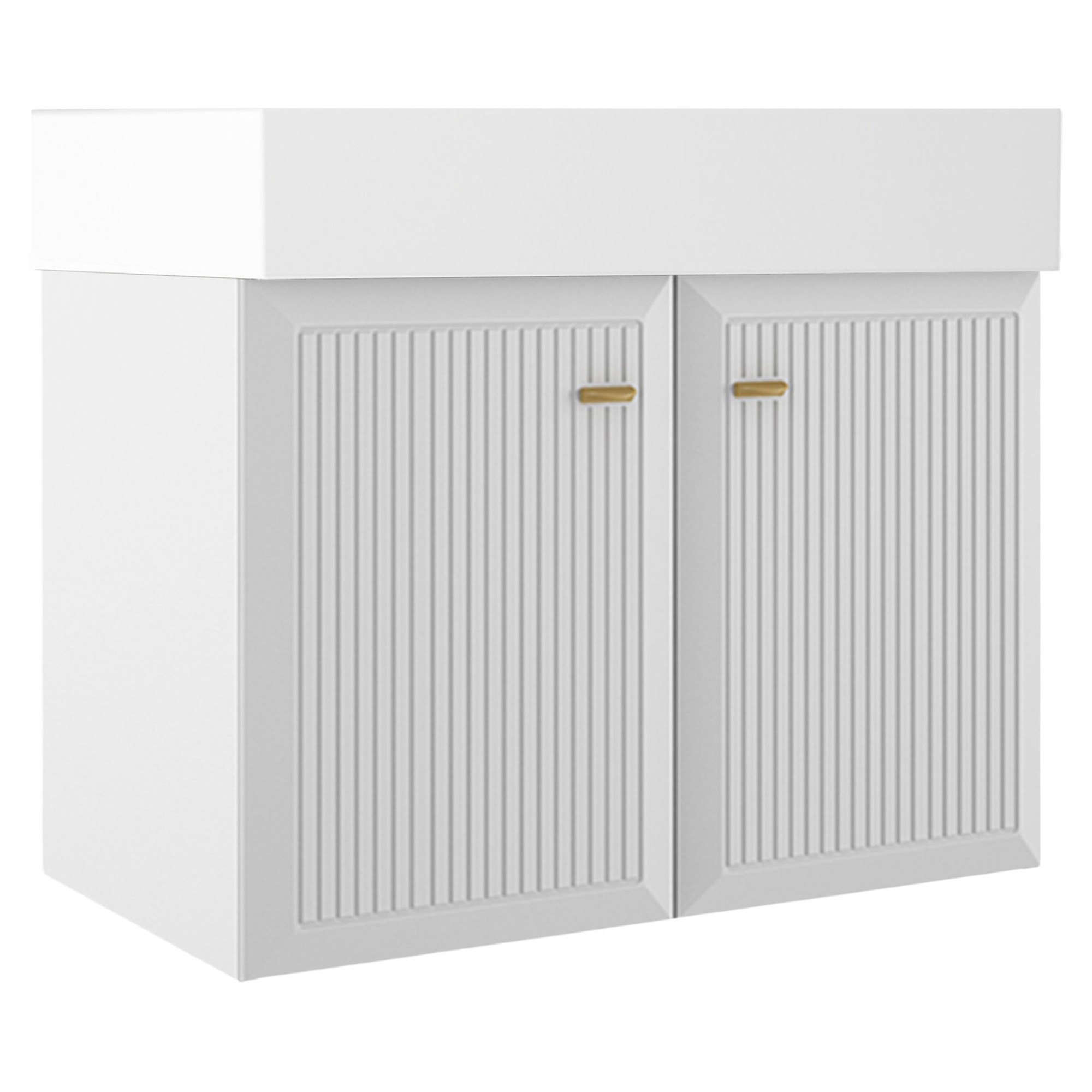 Servantskap Gold Tandem Hvit-Stripet Matt 80 cm med To Dører & Butler Servant Hvit Blank