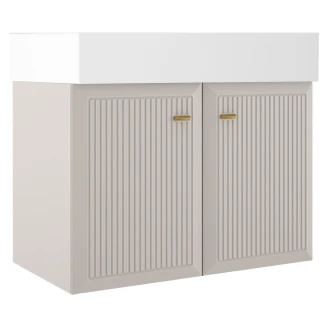 Servantskap Gold <strong>Tandem</strong>  Beige-Stripet Matt 80 cm med To Dører & Butler Servant Hvit Blank