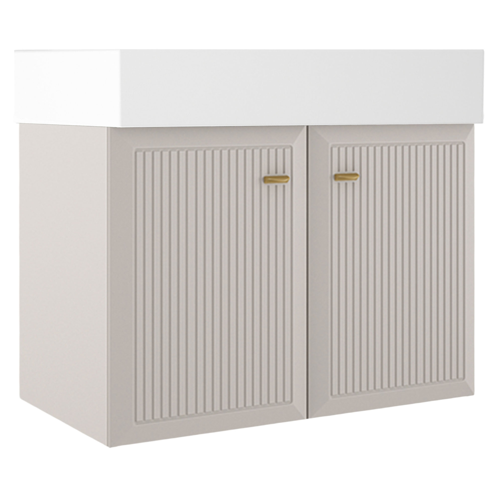 Servantskap Gold Tandem Beige-Stripet Matt 80 cm med To Dører & Butler Servant Hvit Blank