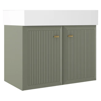 Servantskap Gold <strong>Tandem</strong>  Grønn-Stripet Matt 80 cm med To Dører & Butler Servant Hvit Blank