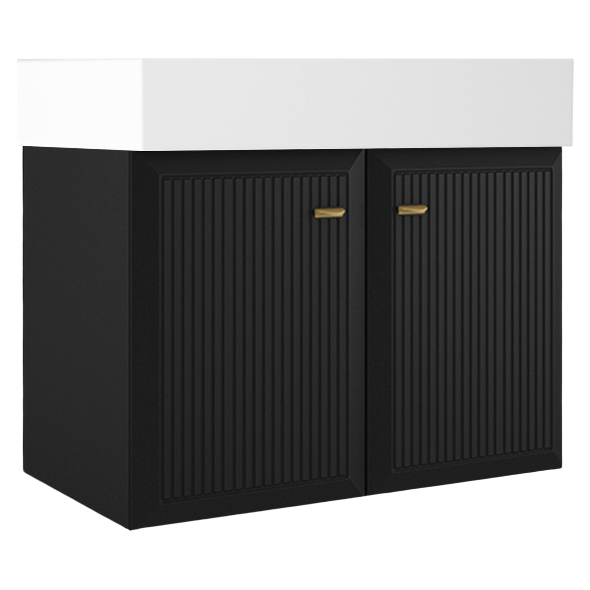 Servantskap Gold Tandem Svart-Stripet Matt 80 cm med To Dører & Butler Servant Hvit Blank