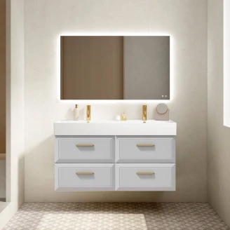 Dobbelt Servantskap Gold <strong>Tandem</strong>  Hvit 120 cm med Butler Servant Hvit Blank