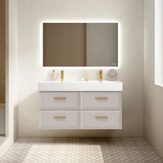 Dobbelt Servantskap Gold <strong>Tandem</strong>  Beige 120 cm med Butler Servant Hvit Blank