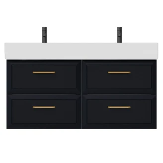 Dobbelt Servantskap Gold <strong>Tandem</strong>  Mørkblå 120 cm med Butler Servant Hvit Blank