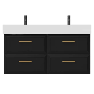 Dobbelt Underskab Gold <strong>Tandem</strong>  Sort 120 cm med Butler Vask Hvid Blank