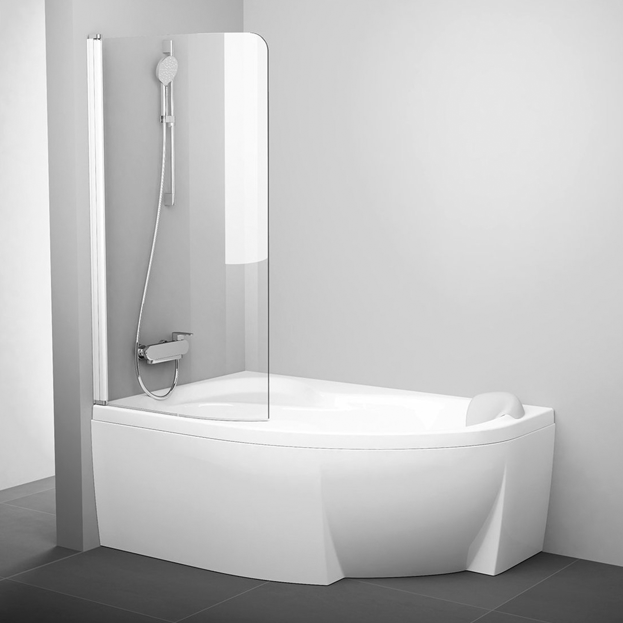 Badekarvegg Rosa Hvit Matt 85x150 cm Venstre
