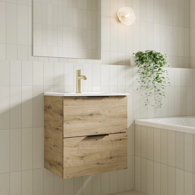 Servantskap Opus Eik Tre Matt 50x36 cm med Servant Hvit Blank