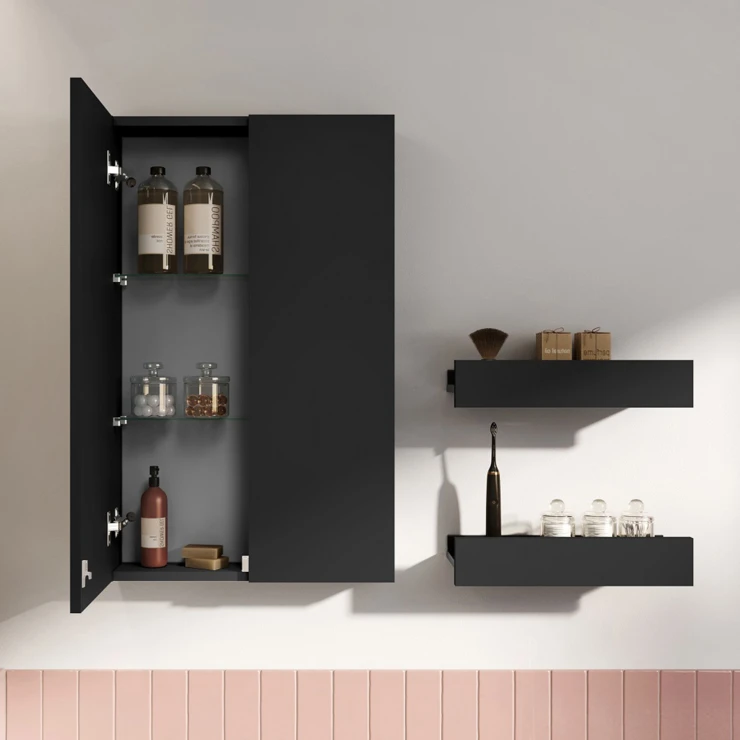 Veggskap Unity med To Dører Svart Matt 50x12.6x80 cm
