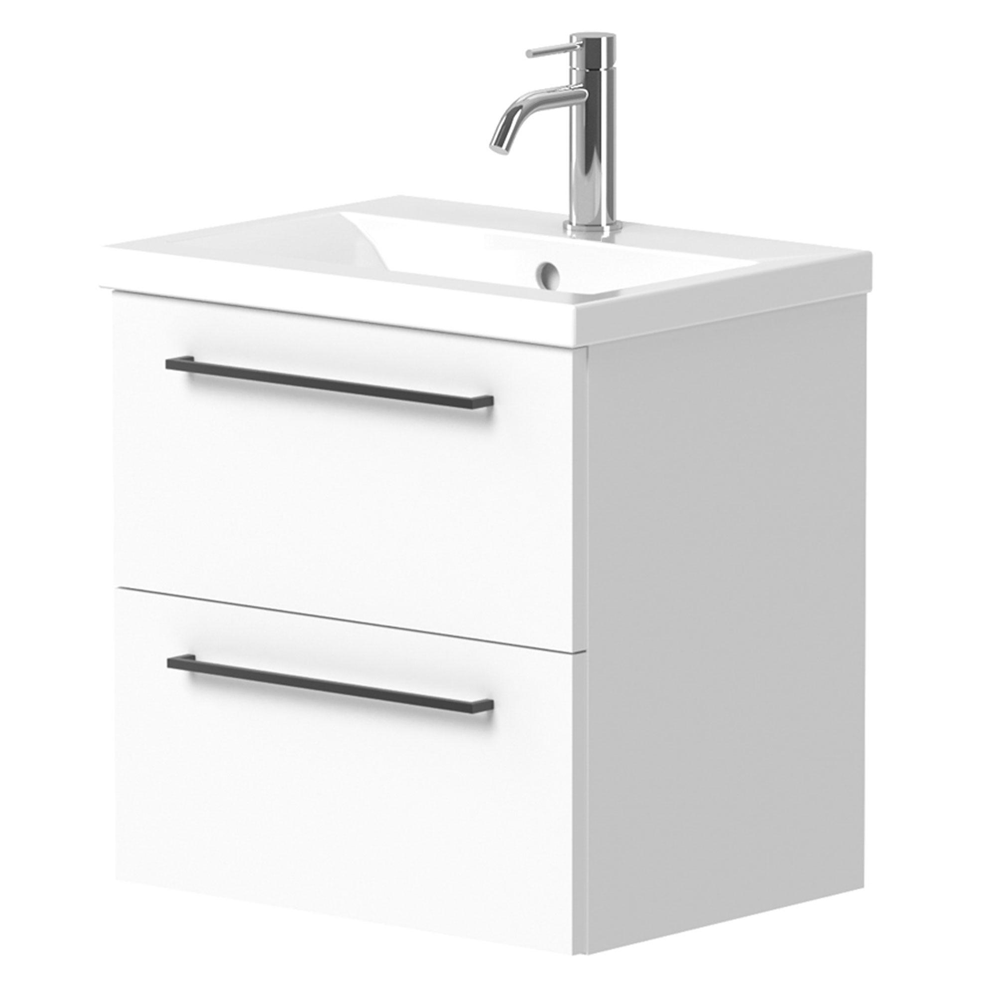 Servantskap Brook Hvit Blank 50x38 cm med Handfat Hvit & Håndtaken Svart