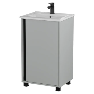 Servantskap <strong>Modo</strong>  Grå Matt 50 cm med Handfat Hvit Blank Høyre