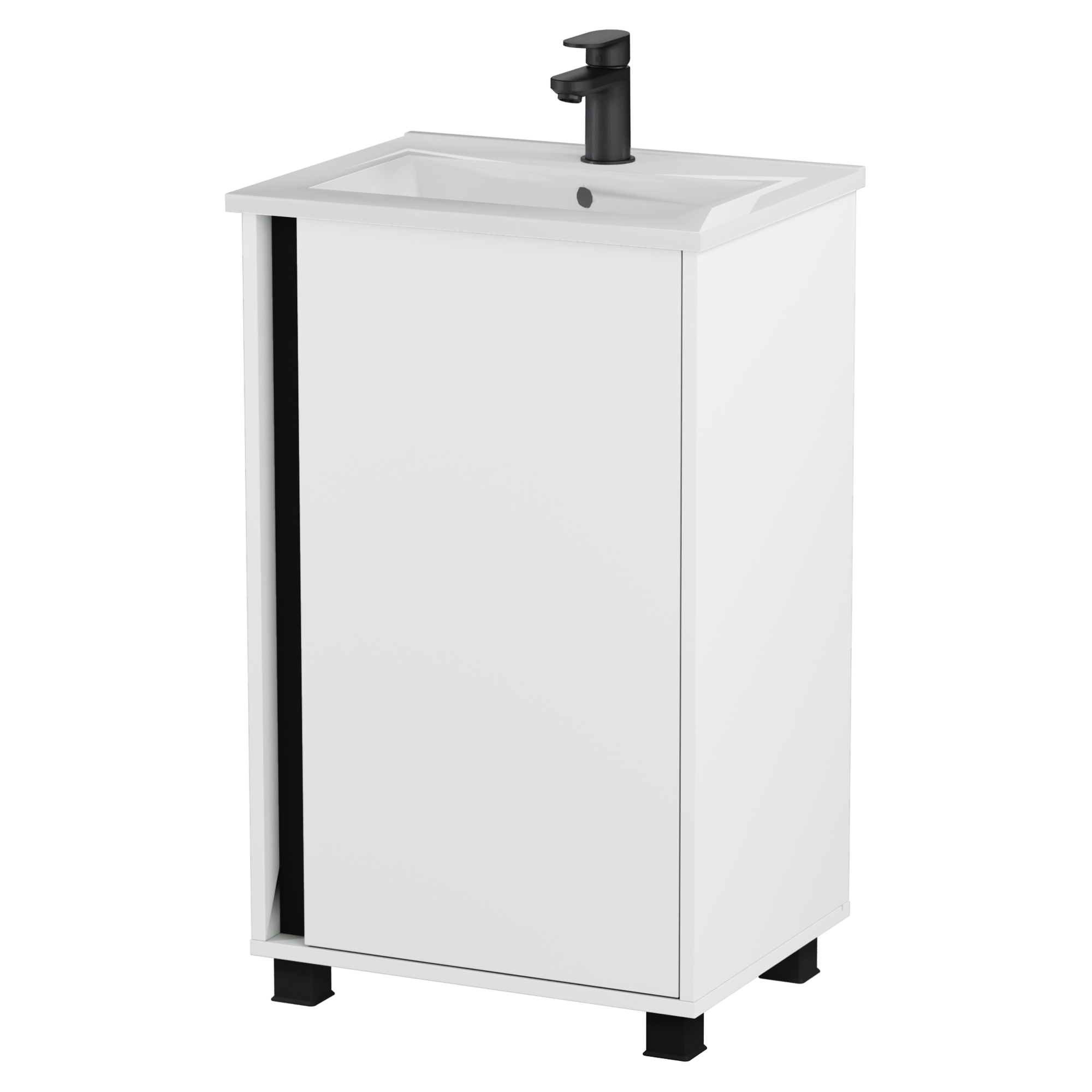 Servantskap Modo Hvit Matt 50 cm med Handfat Hvit Blank Høyre