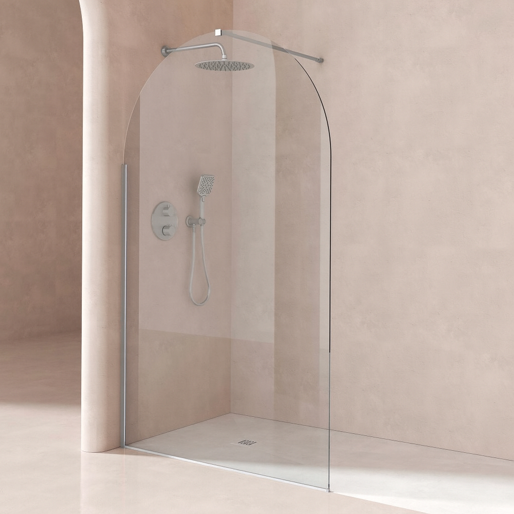 Dusjvegg Amelise Krom Blank 8 mm 120x210 cm + Profilpakke