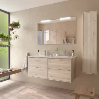 Servantskap Push-open <strong>Jorrel</strong>  Naturlig Matt 120 cm med Dobbel Handfat Hvit Blank