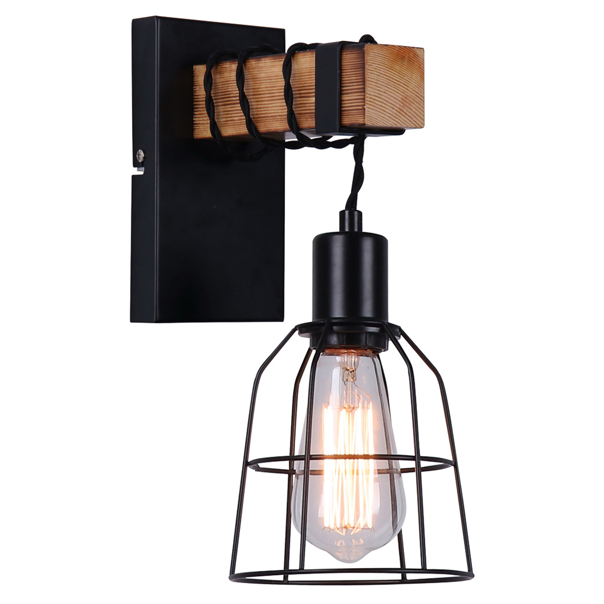 Vegglampe Pontel Svart, Tre Matt