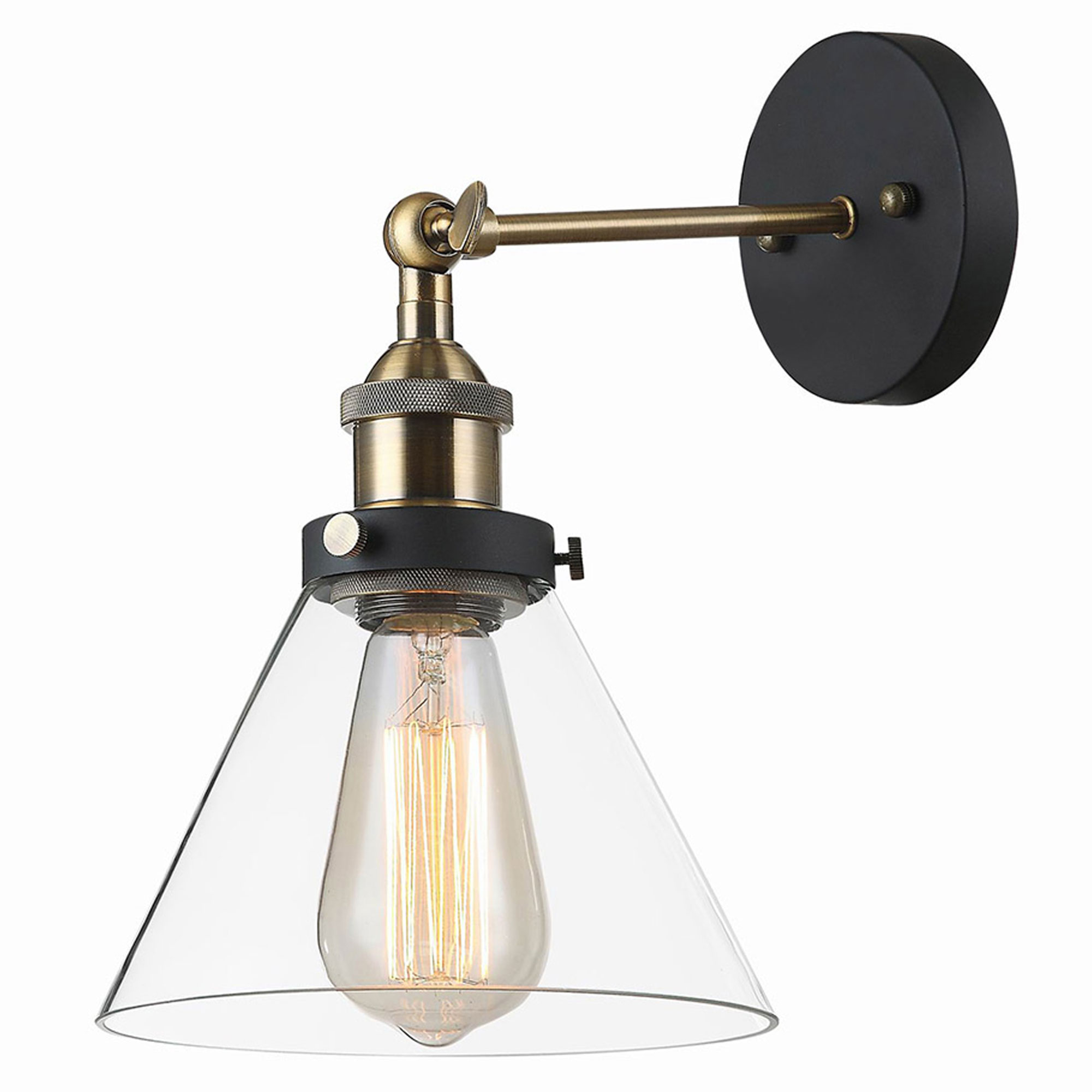 Vegglampe Gretan Transparent, Svart Matt
