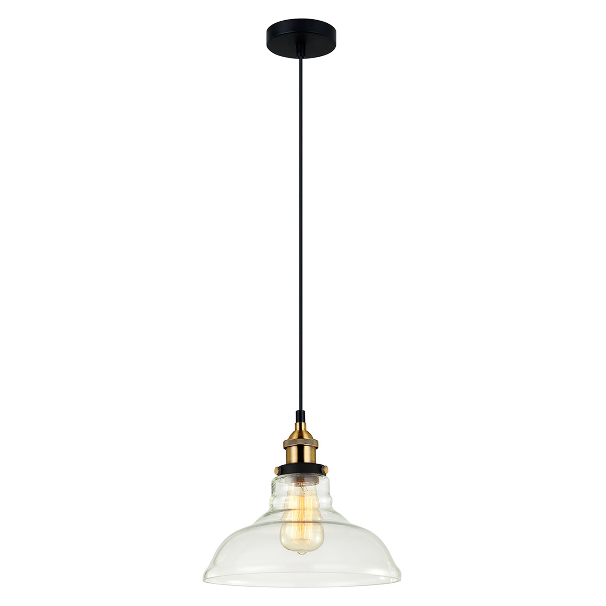 Hengelampe Huron Transparent, Svart Matt
