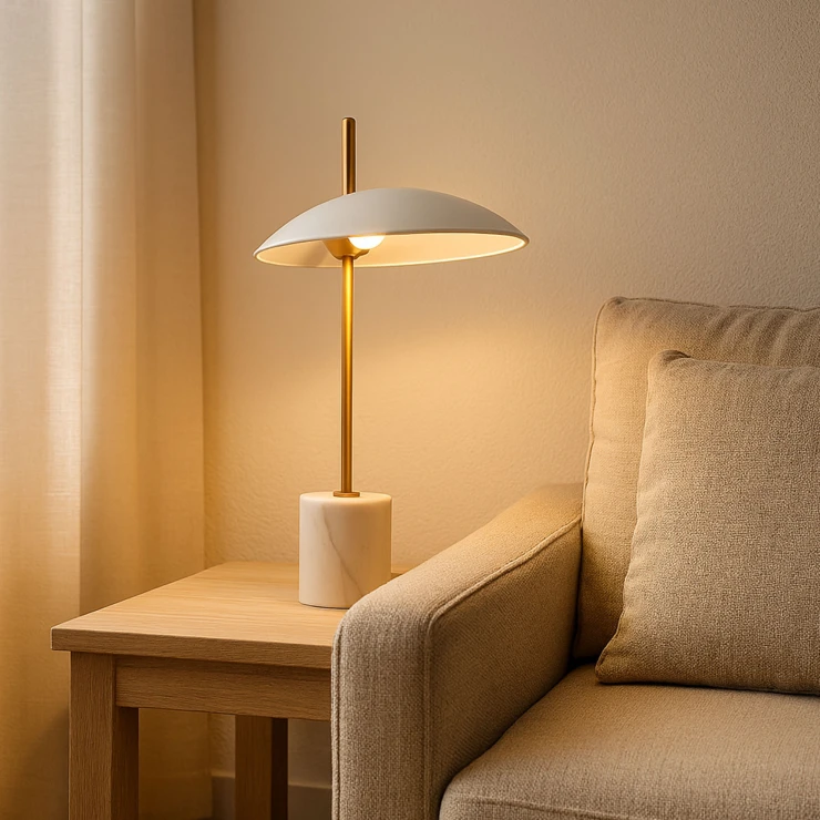 Bordlampe Vilano Hvit Marmor Matt