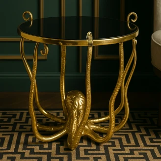 Werner Voss Sidebord <strong>Octopus</strong>  Gull, Svart Blank