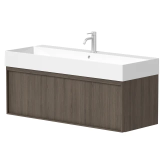 Servantskap <strong>Soline</strong>  Rökt Eik Matt 120 cm med Handfat Hvit Matt