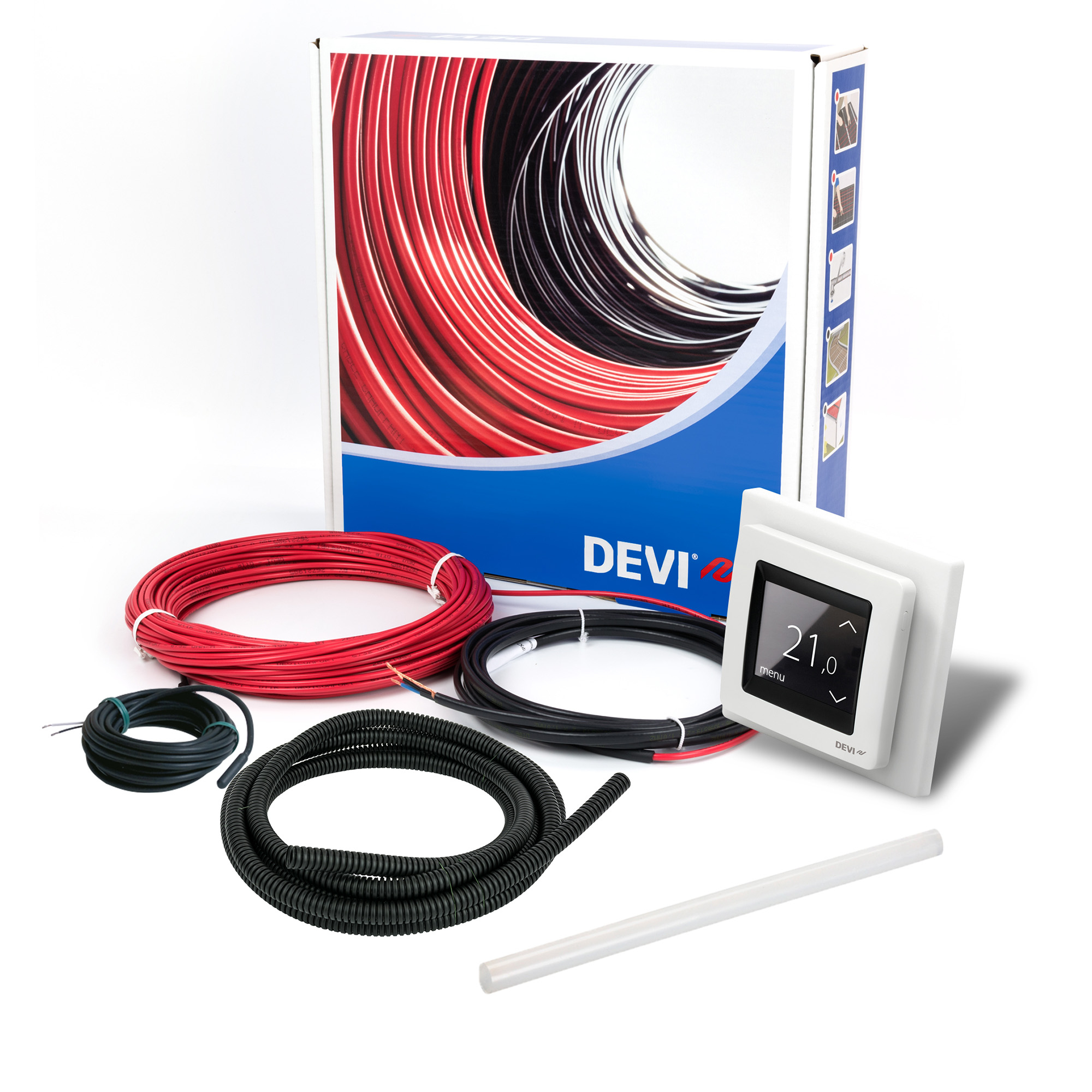 Gulvvarmepakke DEVIcomfort™ 10T - 10 W/m, 41 m + Termostat DEVIreg™ Touch